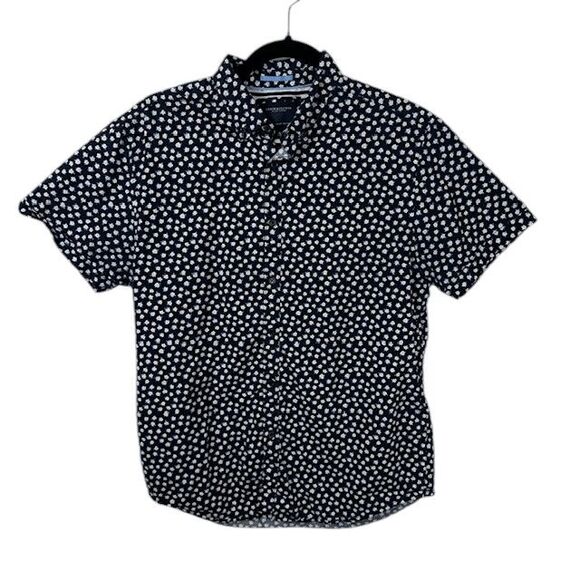 Denim & Flower Men's Navy Blue Short Sleeve Button Front Floral Size Medium - Picture 1 of 10